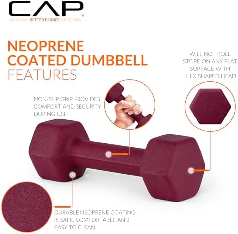 CAP Barbell 100 LB Set of Neoprene Dumbbells with Rack Color Series | 5, 8, 10, 12 and 15 LB pairs - Image 4