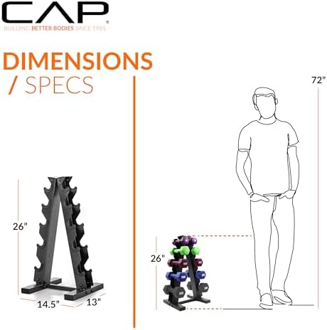 CAP Barbell 100 LB Set of Neoprene Dumbbells with Rack Color Series | 5, 8, 10, 12 and 15 LB pairs - Image 5