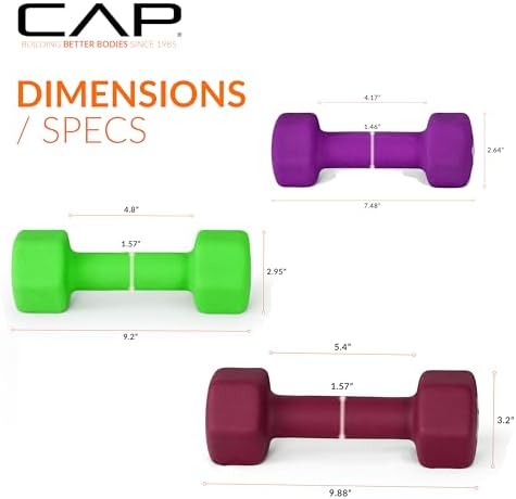CAP Barbell 100 LB Set of Neoprene Dumbbells with Rack Color Series | 5, 8, 10, 12 and 15 LB pairs - Image 6
