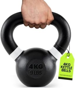 Rage Fitness Single Cast Iron Kettlebell | Powder Coated - Wide Handle Weights for Core & Glute Workouts; Swings, Squats, Deadlifts; Strength, Endurance & Flexibility for Men & Women
