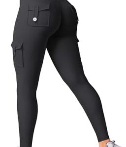 YEOREO CoreFlex Women Workout Flare Leggings with Pockets Hidden Scrunch High Waisted Cargo Gym Yoga No Front Seam Leggings