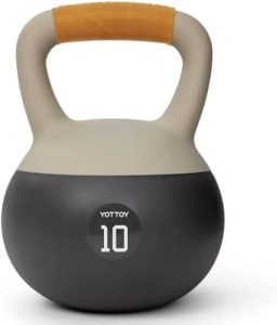 YOTTOY Soft Kettlebell with Leather Handle – Anti-Slip Sweat-Absorbing Grip, Home Gym Kettlebell Weights for Strength Training, Safe Neoprene Kettlebell for Women & Men
